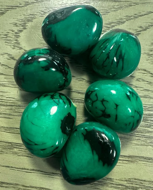 Tagua Nut Green Color.  Whole Tagua Nut Undrilled 6 Nuts. Size: 4 x 3.5 cm. approx. TWGreen02U