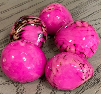 Tagua Nut Whole Tagua Ball Pink Natural Beads Seed | Top Drilled 6 pieces | Size: 1.5 x 1  TWPink01D