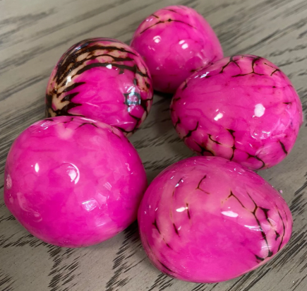 Tagua Nut Whole Tagua Ball Pink Natural Beads Seed | Top Drilled 6 pieces | Size: 1.5 x 1  TWPink01D