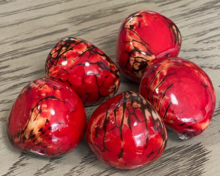 Seed Beads Whole Tagua Nut from Colombia in Red. 6 nuts | 4x4 cm. approx. Undrilled. TWRed01U