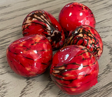 Seed Beads Whole Tagua Nut from Colombia in Red. 6 nuts | 4x4 cm. approx. Undrilled. TWRed01U