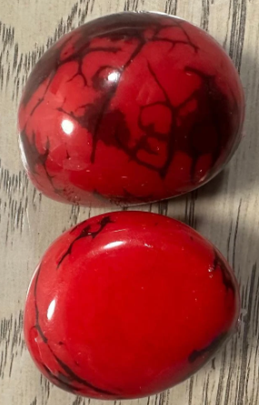 Seed Beads Whole Tagua Nut from Colombia in Red. 6 nuts | 4x4 cm. approx. Undrilled. TWRed01U