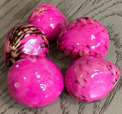 Tagua Nut Whole Tagua Ball Pink Natural Beads Seed | Top Drilled 6 pieces | Size: 1.5 x 1  TWPink01D