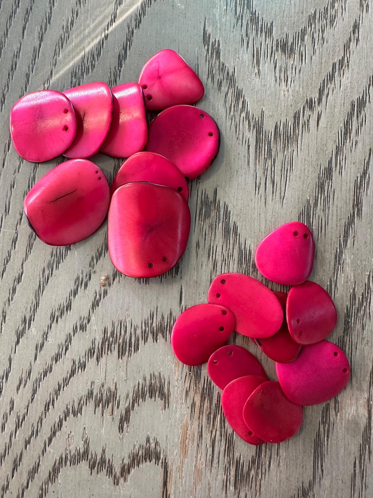 Tagua Bead Curved Slices Pink Nail Shape 20 Beads Top Drilled 2 Holes | Mix of Sizes Seed Beads Jewelry Ethical Beading Sustainable