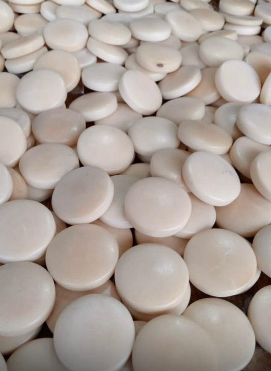 Tagua Round Beads 25 Beige Round - Coin Shape Beads. Natural Color Undrilled