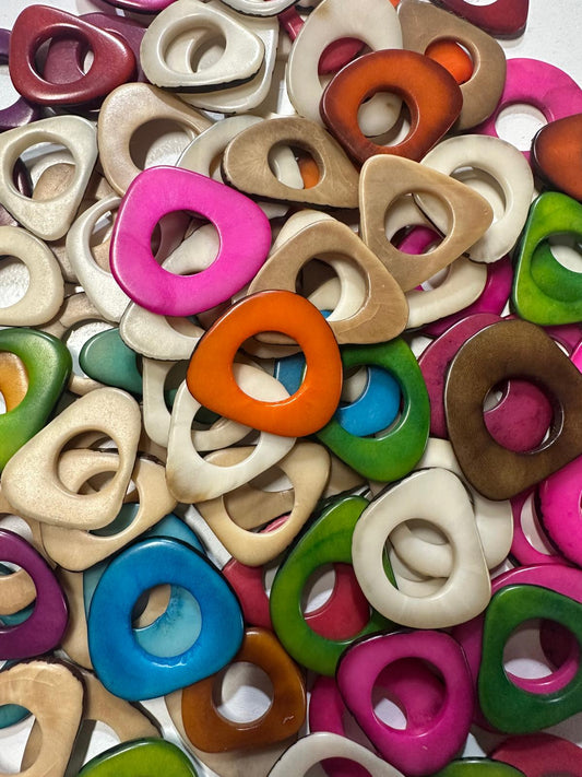 Seed Beads of Tagua Nut Mini Discs Donut Ring Hoop Multicolor Set of 100 Mini Discs XS Seed Beads Jewelry Making Bead Beading