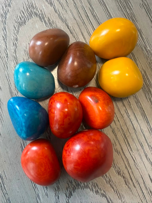 Tagua Whole Nut 9 Tagua Nuts - Beads in 4 Colors - Multicolored Pieces Polished Tagua Vertically Drilled