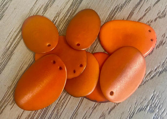Tagua Chip Slices Beads. 20 Orange Pieces.