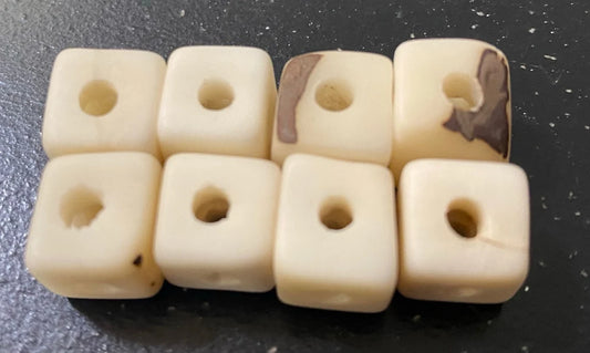 Tagua Cube Beads. 20 Beige Pieces