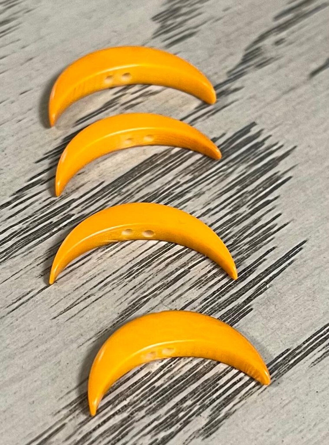 Tagua Crescent Moon Beads. 20 Purple or Yellow Pieces
