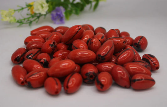 Beads Made of Camajuro Seeds in Orange Color. (30 Pieces)