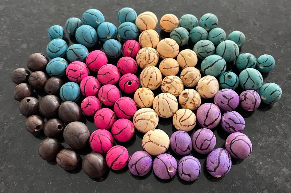 Bombona Ball Beads. 60 Matte Multicolored Pieces.