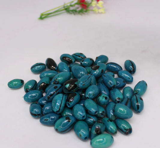 Beads Made of Camajuro Seeds in Blue Color. (30 Pieces)