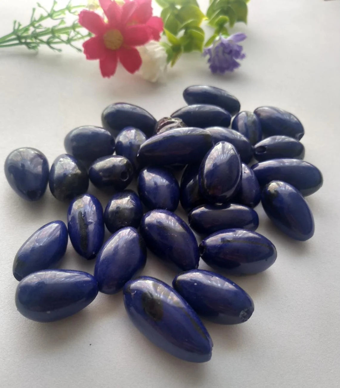 Camajuro Beads. 30 Dark Blue Pieces.