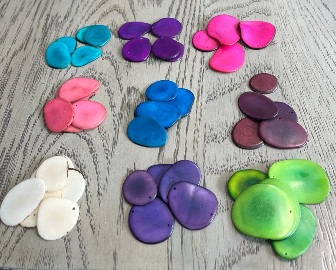 Tagua Slices Beads. 45 Multicolored Pieces