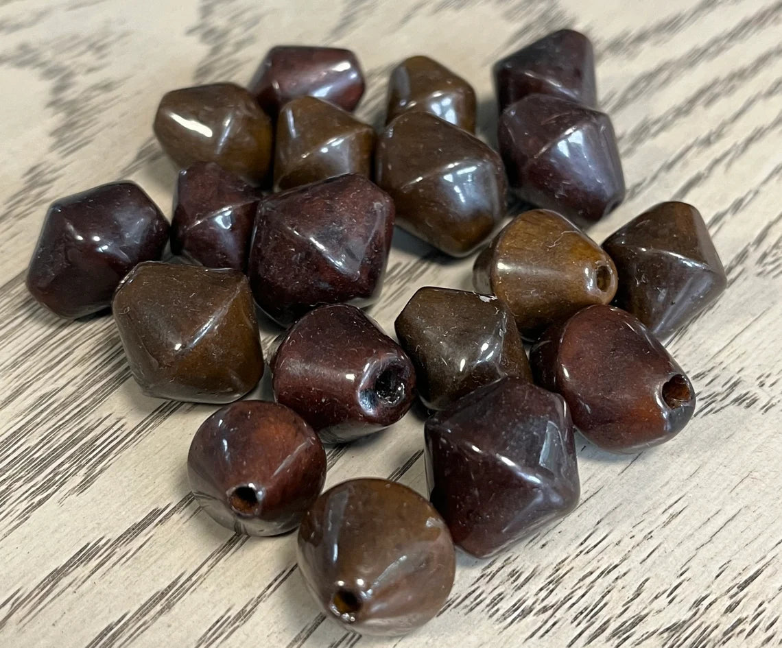 Tagua Bicone Beads. 20 Brown Pieces