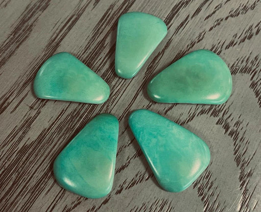Tagua Triangle Beads. 5 Aquamarine Pieces