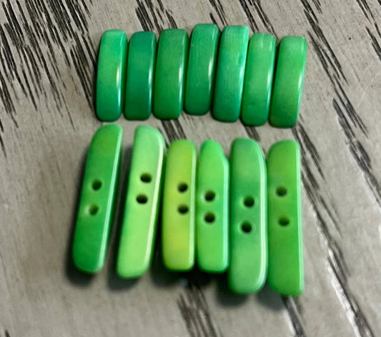 Tagua Crescent Moon Beads. 30 Green Pieces