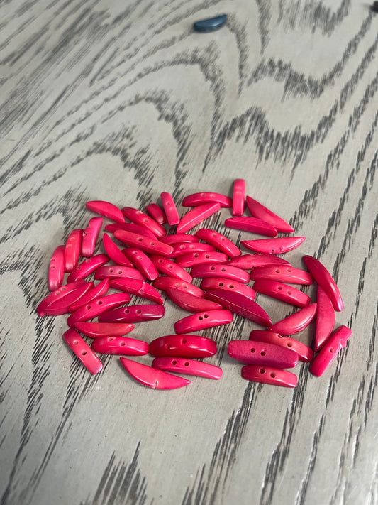 Tagua Crescent Moon Beads. 20 Red Pieces
