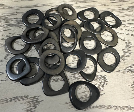 Tagua Hoop Beads. 20 Dark Gray Pieces.