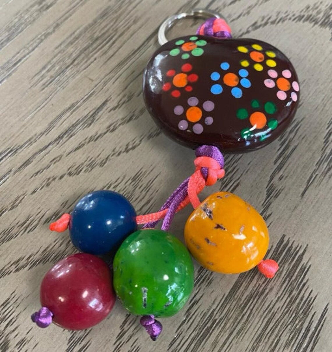 Tagua and Bombona Keychains. Multicolored.