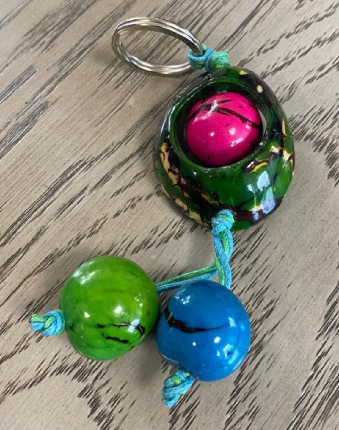 Tagua and Bombona Keychains. Multicolored.