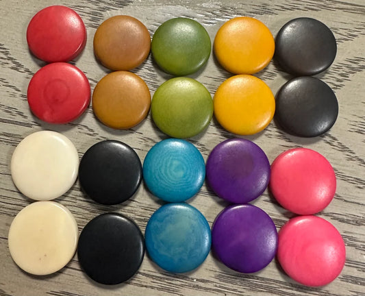 Tagua Round Beads. 20 Multicolored Pieces.