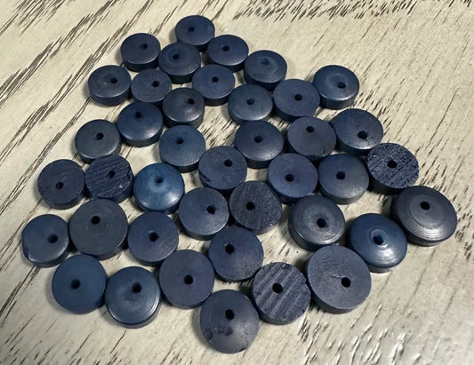 Tagua Donut Beads. 25 Mini Dark Blue Pieces.