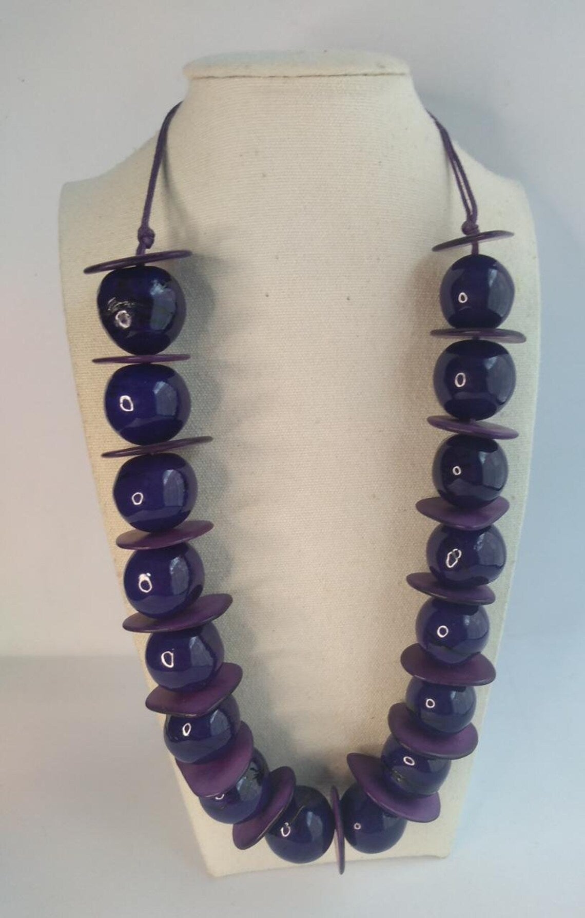 Bombona Seed Necklace and Earrings Set in Purple Color