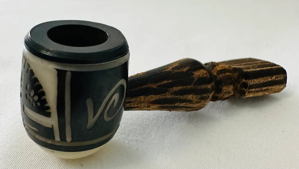 Smoking Pipe in Mini - Small Size Carved Tree | Handmade Pipe made with tagua nut and chonta wood | Tagua Pipe | Organic Pipe | Wooden Pipe | Natural Handmade Carved | Vegetable Ivory Nut | Handmade Smokers Gifts