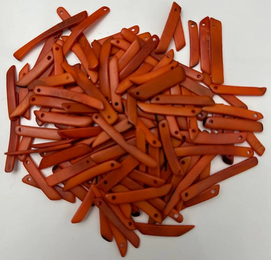 Tagua Stick Beads. 40 Orange Pieces.