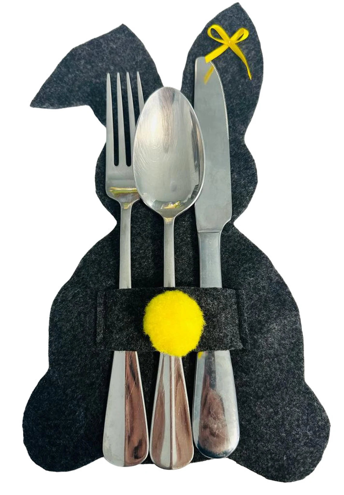 Easter Bunny Gray Silverware Bags Set.