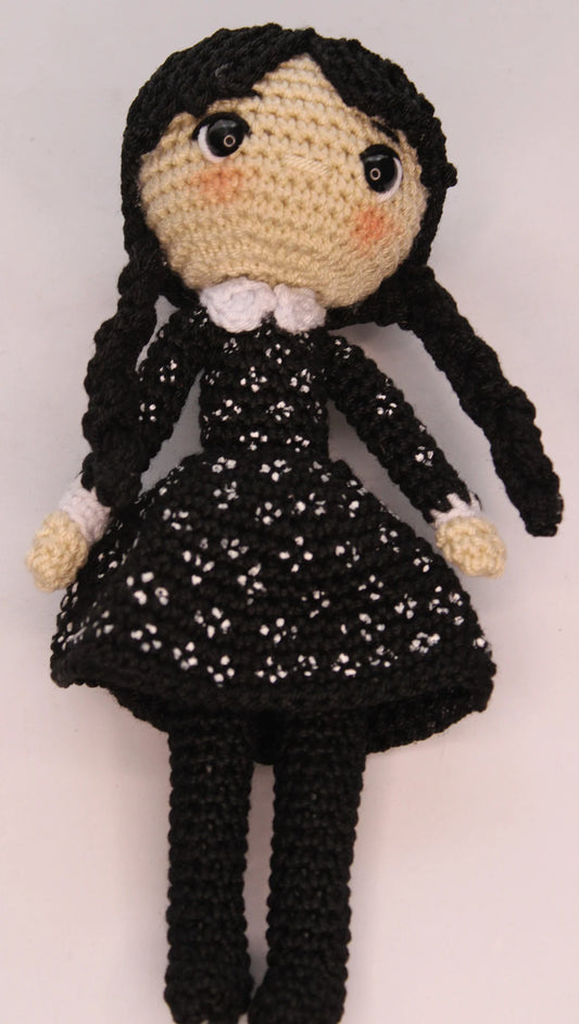 Wednesday Addams doll, Wednesday doll, crochet amigurumi,
