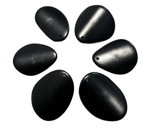 Tagua Chip Slices Beads. 30 Black Pieces