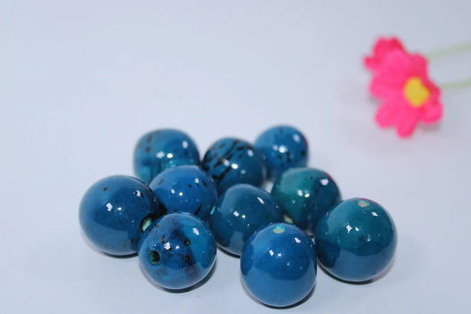 Bombona Ball Beads. 20 Blue Pieces.