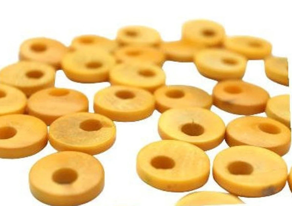 Tagua Donut Beads. 22 Yellow Pieces