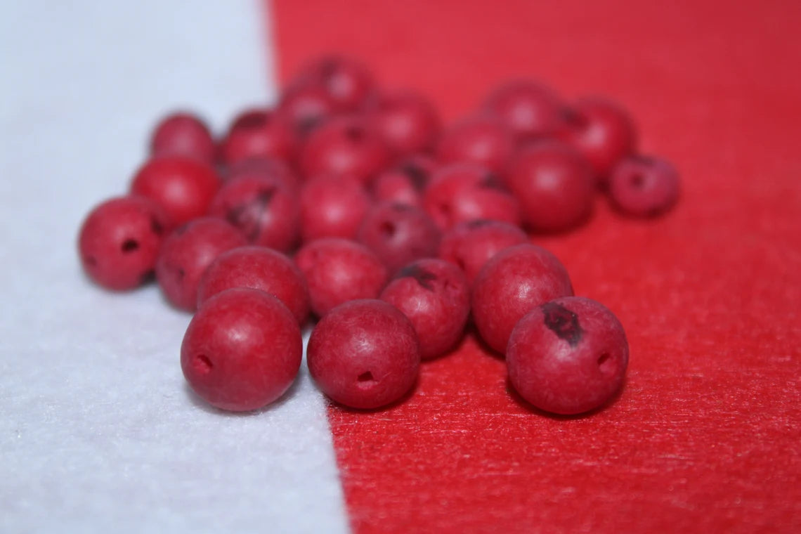 Tagua Ball Beads. 200 Red Beads