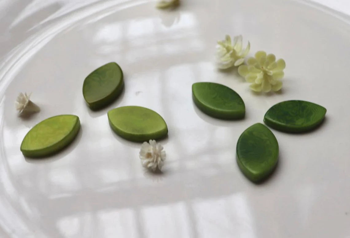 Tagua Leaf Beads. 25 Tricolor Pieces