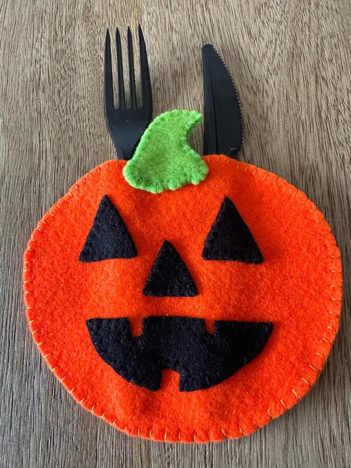 Halloween Pumpkin Silverware Bag Set.