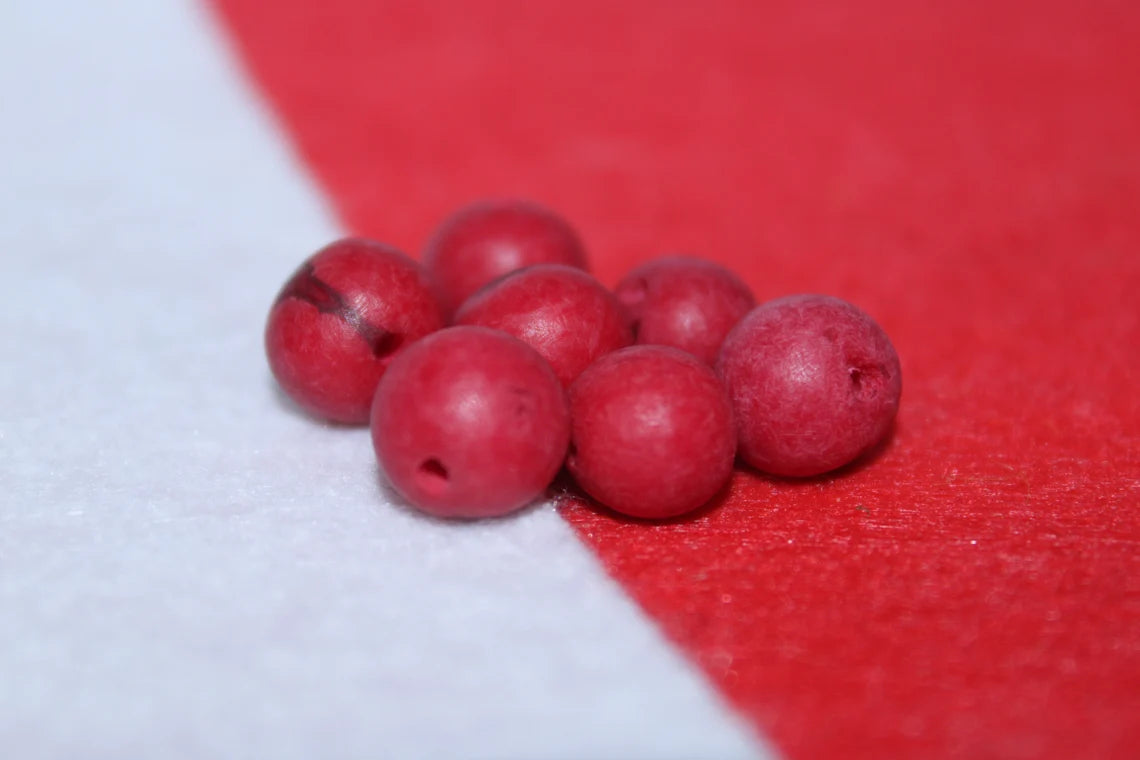 Tagua Ball Beads. 200 Red Beads