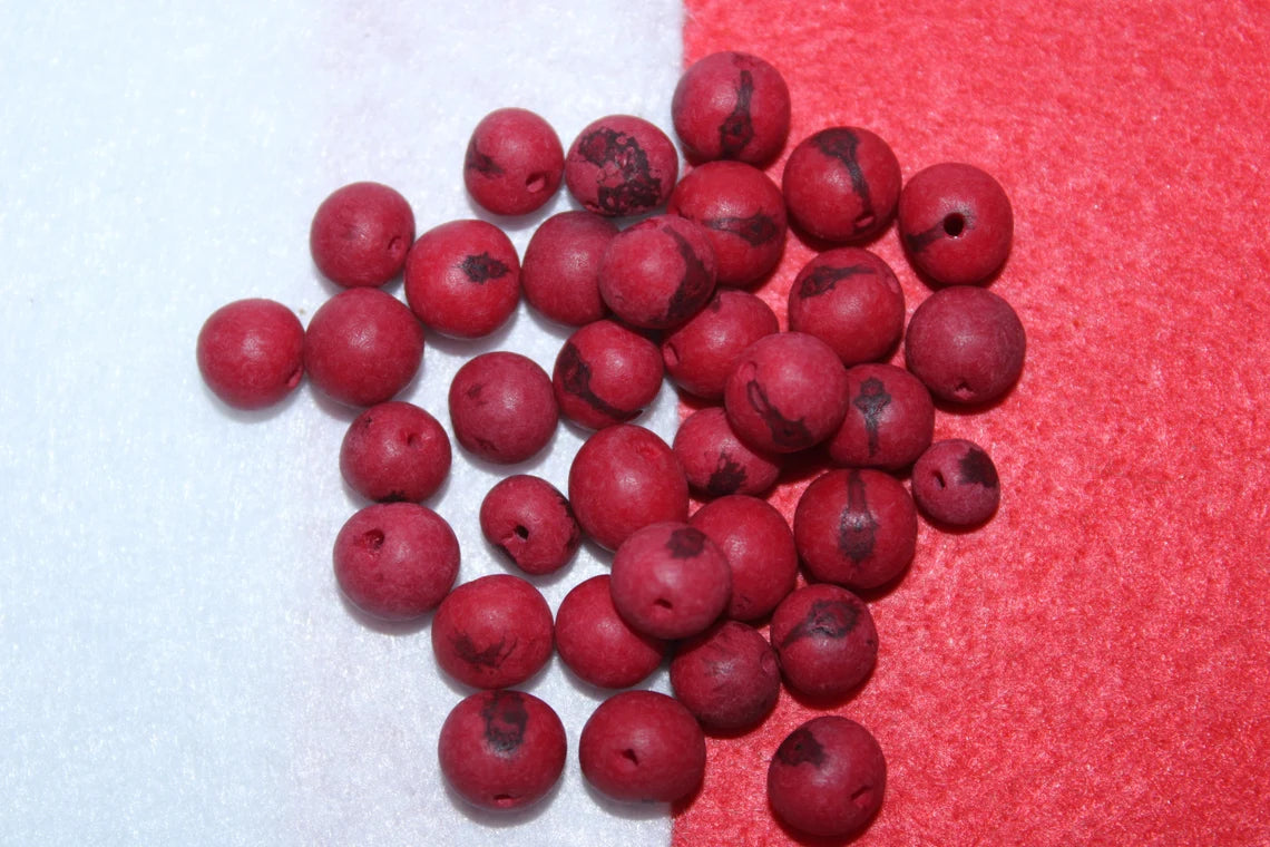 Tagua Ball Beads. 200 Red Beads