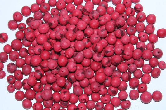 Tagua Ball Beads. 200 Red Beads