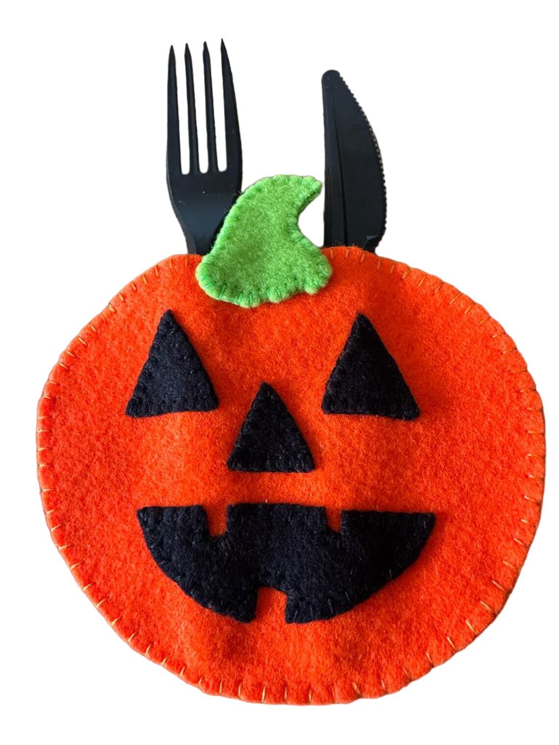 Halloween Pumpkin Silverware Bag Set.