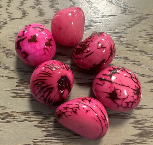 Tagua Beads. 6 Pink Pieces
