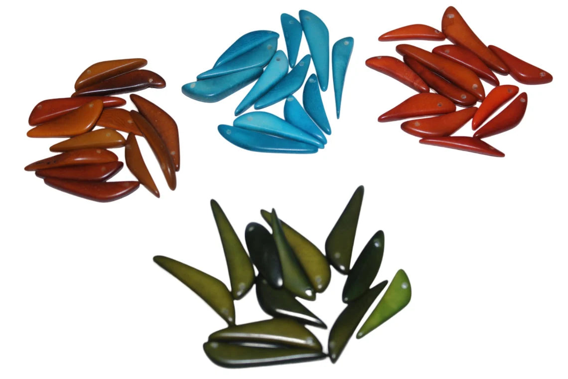 Tagua Fish Beads. 60 Multicolored Pieces.