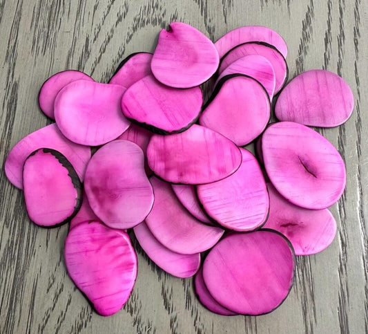 Tagua Slices Beads. 20 Light Pink Pieces.