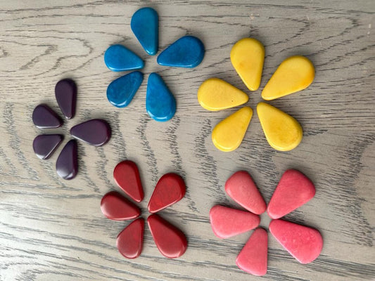 Tagua Curved Triangle Beads. 25 Multicolor Pieces.