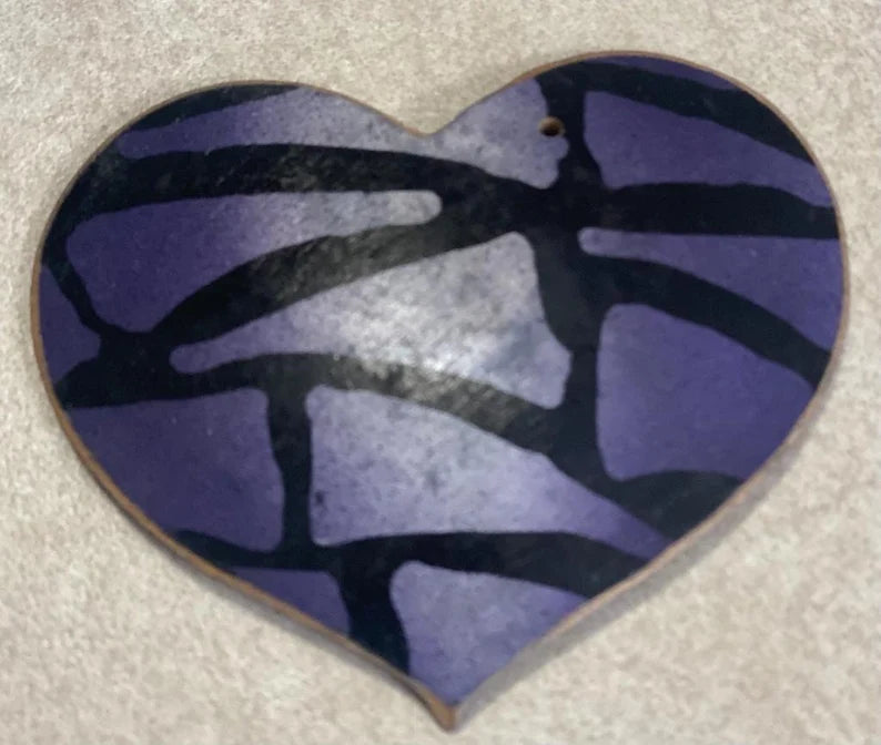Wooden Heart Beads. 12 Purple and Blue Pieces