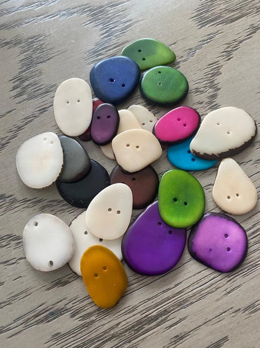 Tagua Slices Beads. 30 Multicolored Pieces
