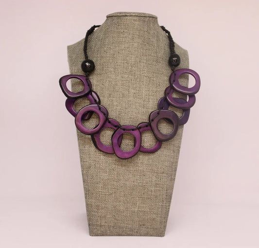 Tagua Necklace in Purple Color.